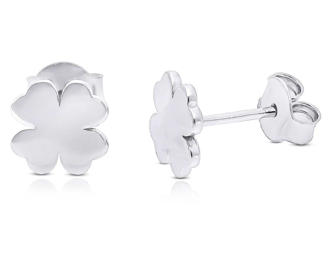 Kolczyki srebrne koniczynki gładkie na sztyfcie