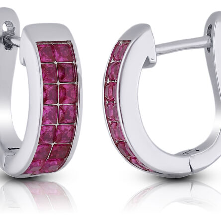 Kolczyki srebrne ciemnoróżowe kamienie angielskie