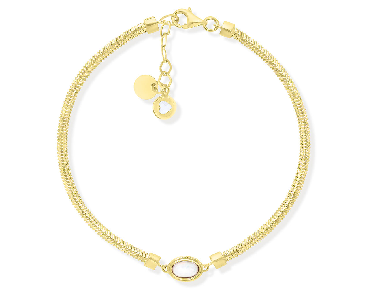 Złota bransoletka z białym opalem pr.585