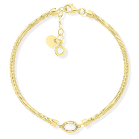 Złota bransoletka z białym opalem pr.585