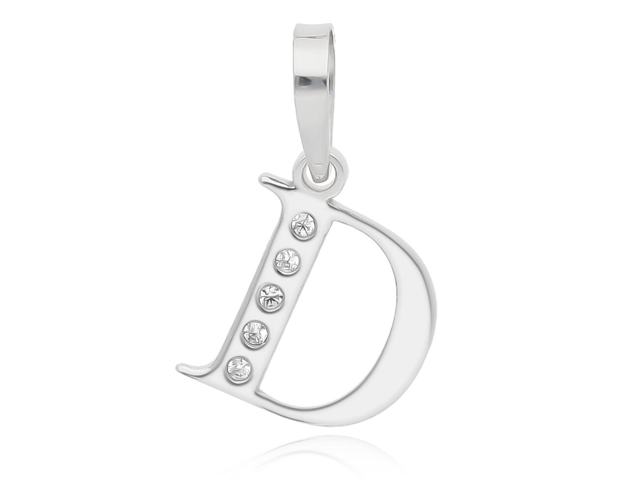 Zawieszka srebrna literka D z cyrkoniami