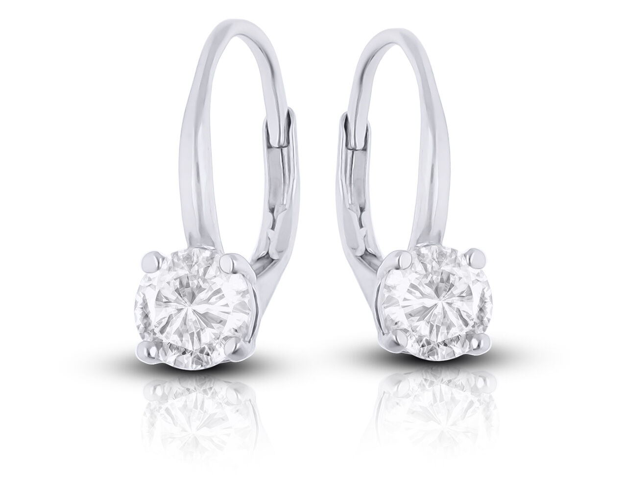 Kolczyki srebrne wiszące z okrągłą cyrkonią