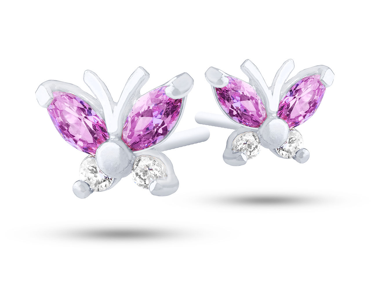 Srebrne kolczyki na sztyfcie w kształcie motyli