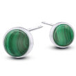 Kolczyki srebrne z malachitem okrągłe - 2