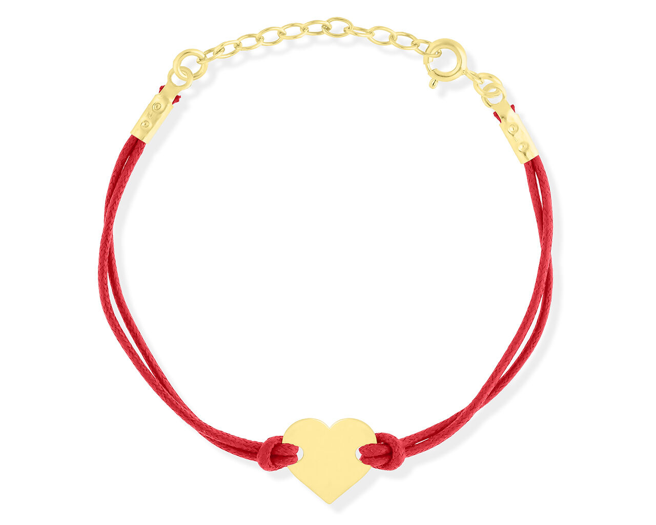 Bransoletka serce na sznurku srebro pozłacane