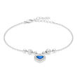 Bransoletka srebrna 925 serce opal z cyrkoniami - 3