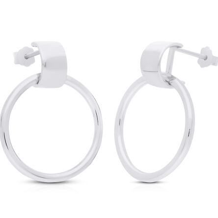 Kolczyki srebrne wiszące kółka gładkie sztyfty