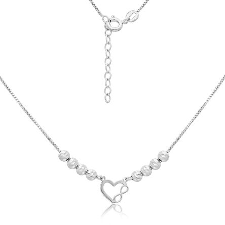 Naszyjnik srebrny serce infiniti błyszczące kulki