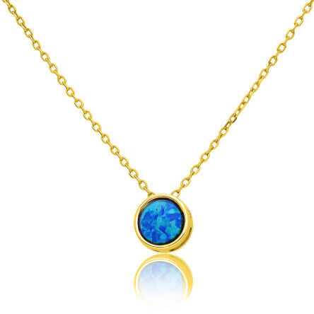 Naszyjnik srebrny złocony z niebieskim opalem