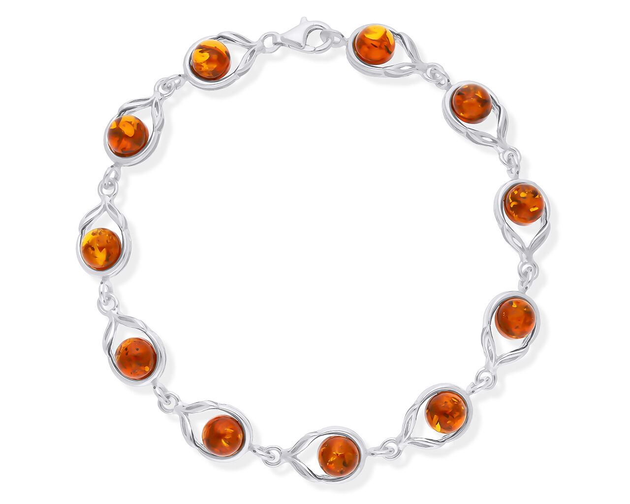 Bransoletka srebrna z bursztynem naturalnym