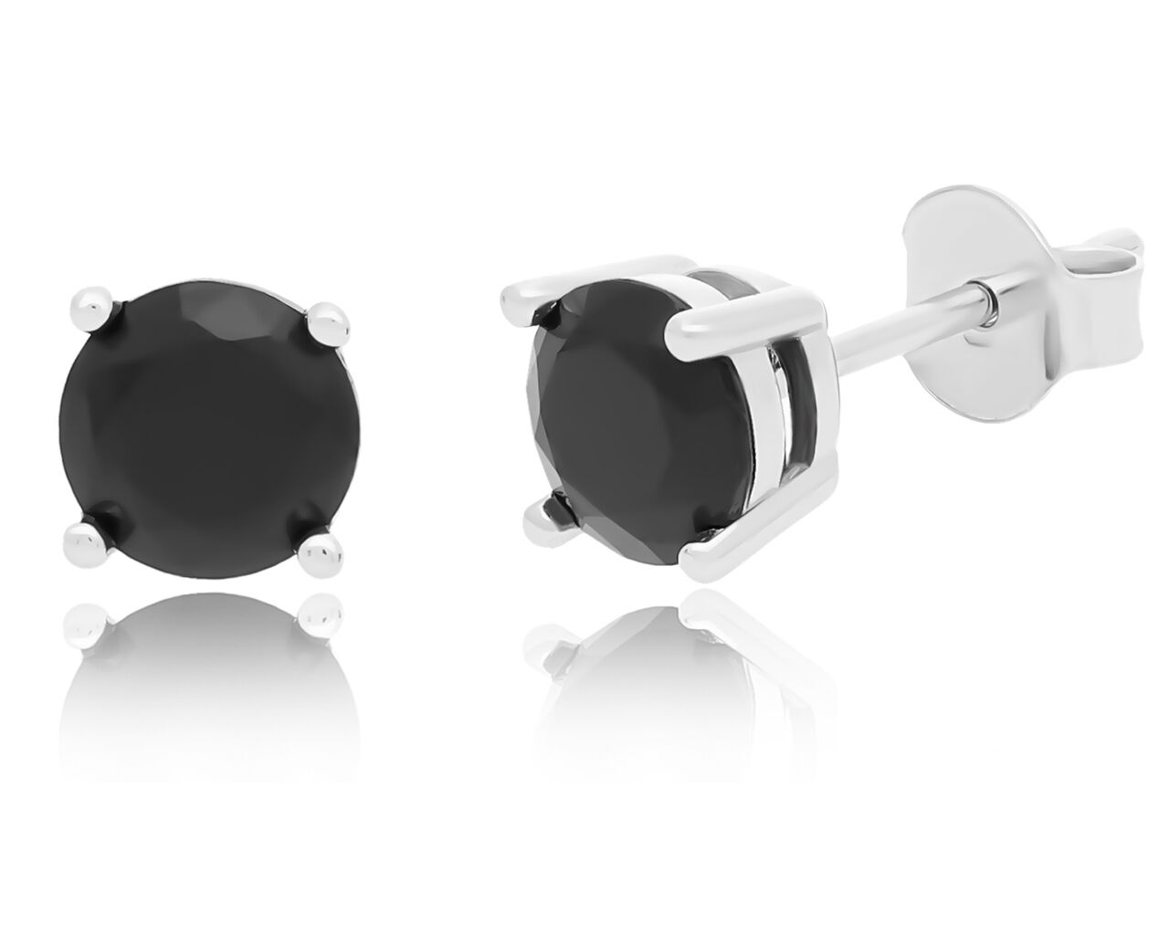 Kolczyki srebrne z czarną cyrkonią sztyfty pr.925
