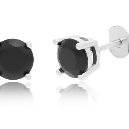 Kolczyki srebrne z czarną cyrkonią sztyfty pr.925
