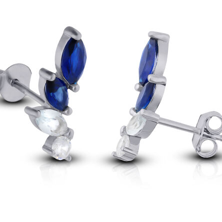 Kolczyki srebrne granatowe cyrkonie sztyfty
