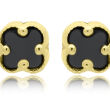 Kolczyki złote 585 koniczyny czarny onyks - 2