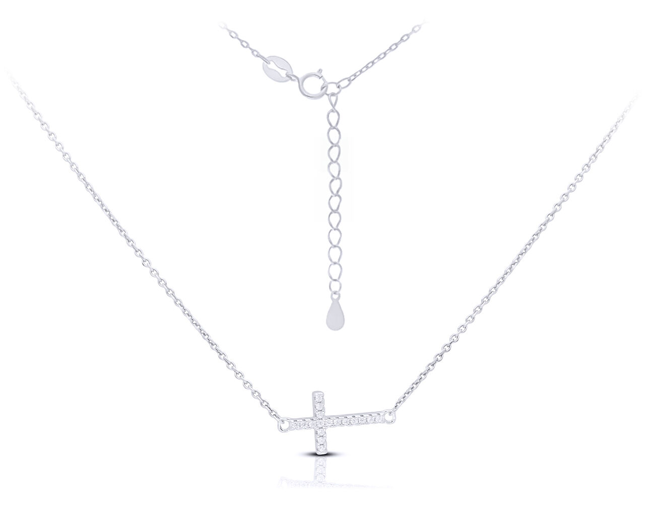 Naszyjnik srebrny z krzyżykiem cyrkonie pr.925