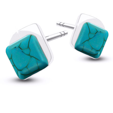 Kolczyki srebrne z niebieskim turkusem sztyft