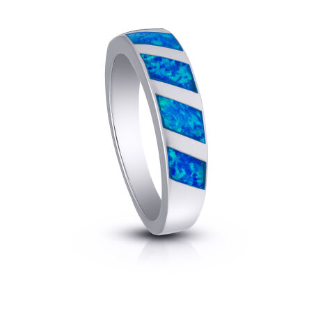 Pierścionek srebrny z opalem niebieskim