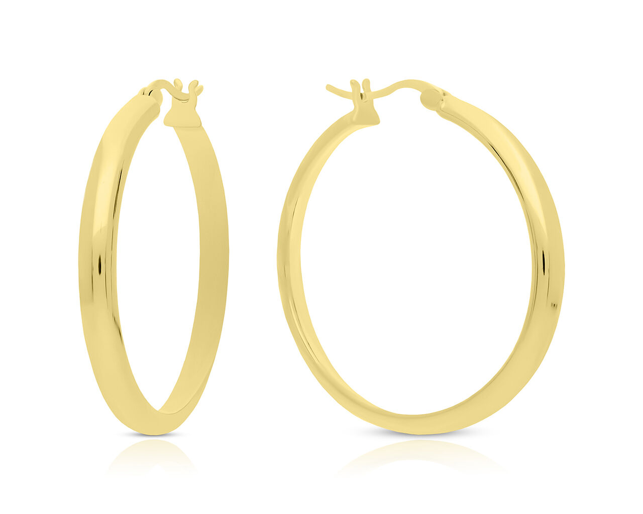 Kolczyki koła srebrne pozłacane duże gładkie p.925