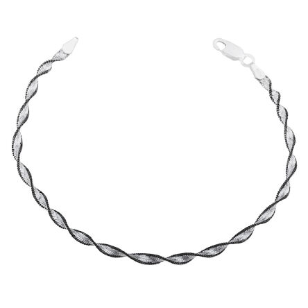 Bransoleta srebrna rodowana śnieg