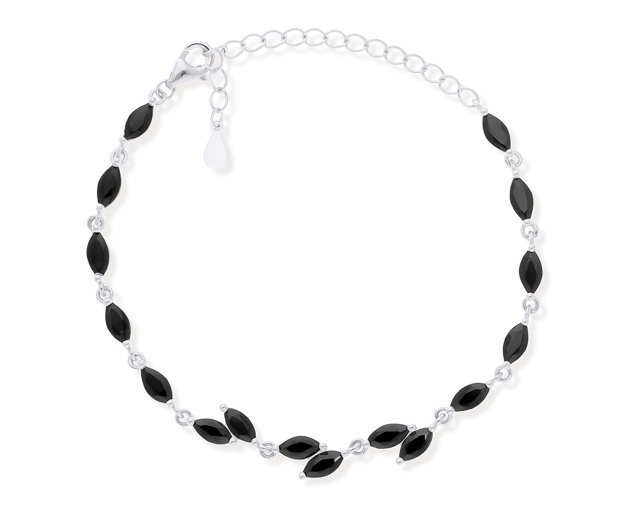 Bransoletka srebrna z czarnymi kamieniami