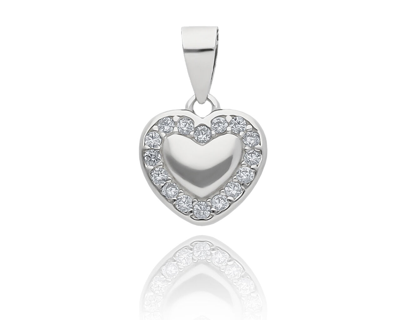 Zawieszka srebrna delikatne serce z cyrkoniami