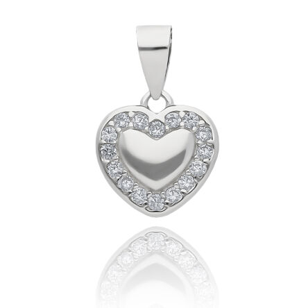 Zawieszka srebrna delikatne serce z cyrkoniami