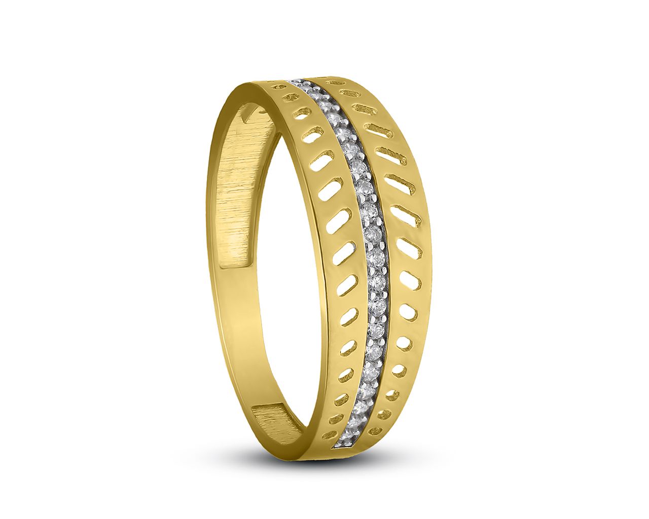 Złoty pierścionek pr.585 z pięknymi kamieniami