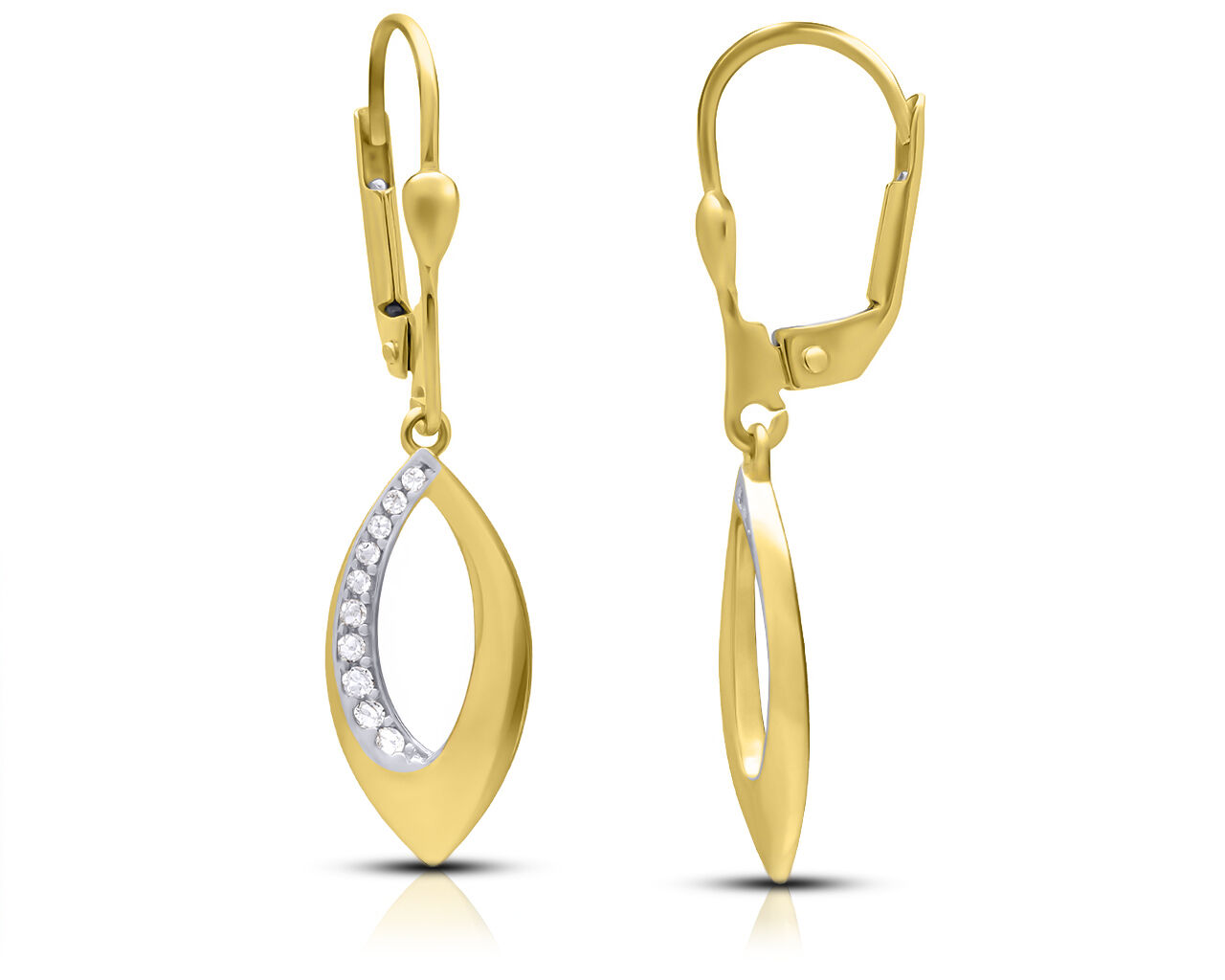 Złote kolczyki z cyrkoniami wiszące pr.585