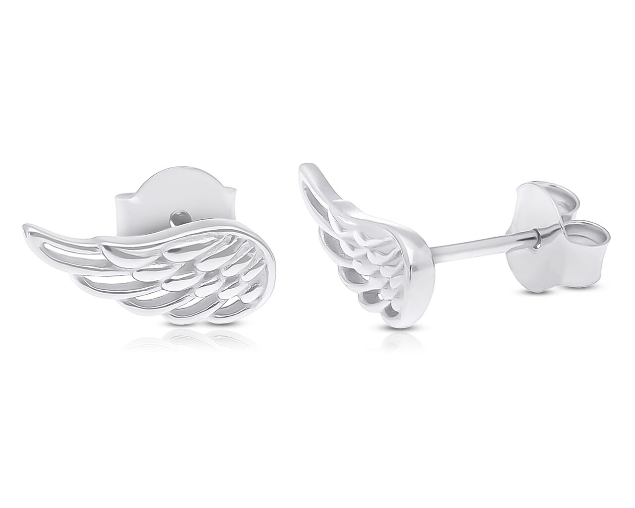 Kolczyki srebrne skrzydła na sztyfcie