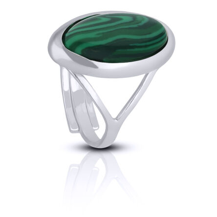 Srebrny pierścionek regulowany z malachitem