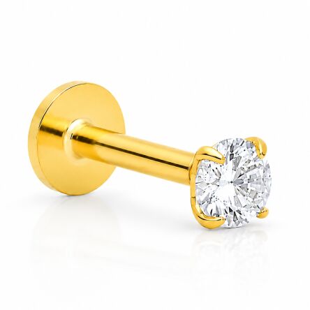 Kolczyk srebrny pozłacany wkręcany labret 925