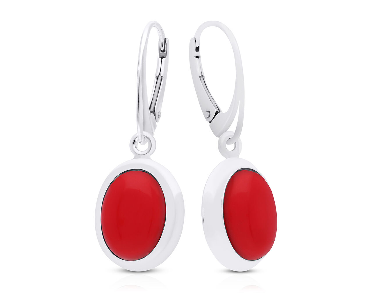 Kolczyki srebrne z koralem wiszące pr.925