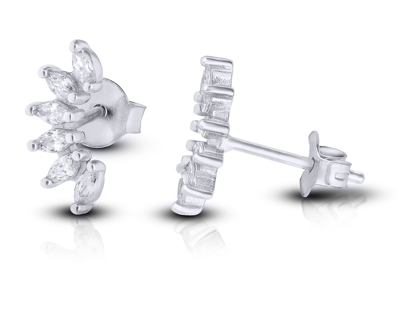 Kolczyki srebrne z cyrkoniami na sztyfcie