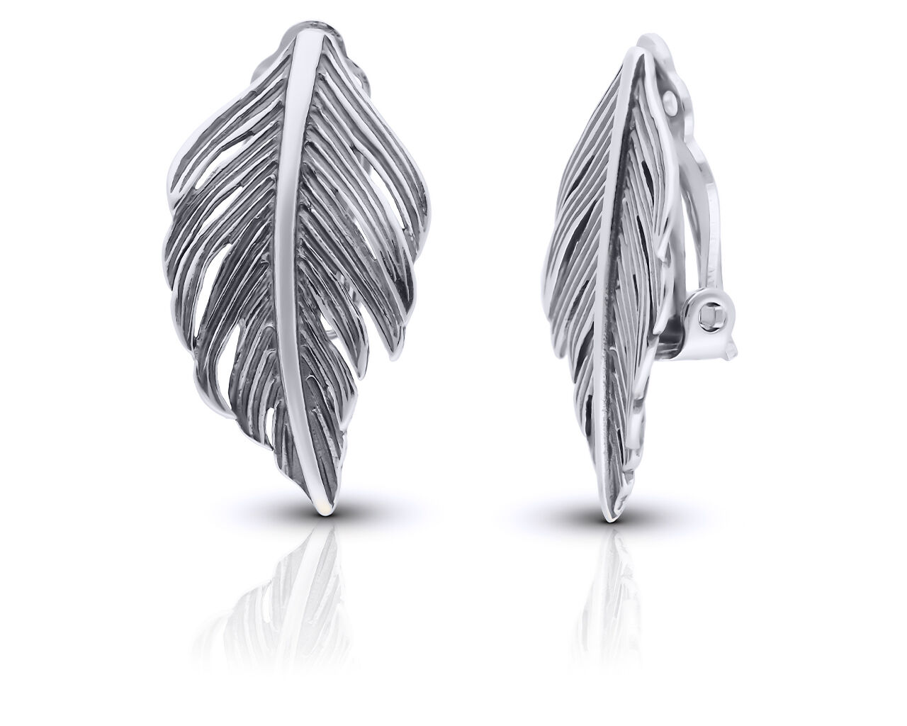 Klipsy srebrne w kształcie liścia