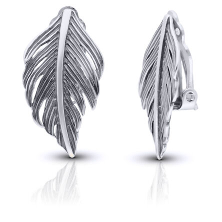 Klipsy srebrne w kształcie liścia