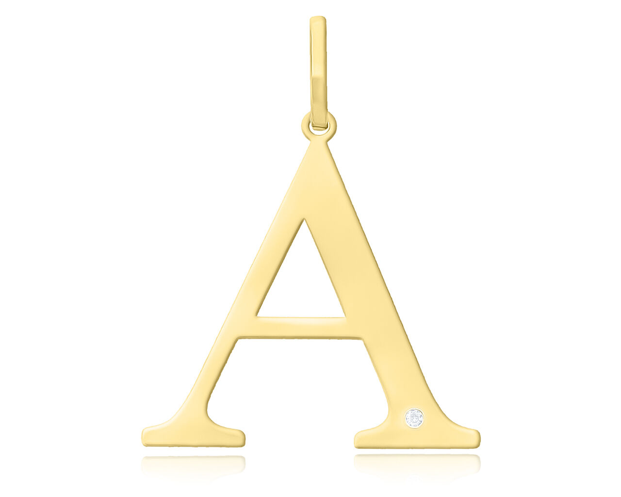 Złota literka A z brylantem duża pr.585