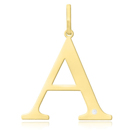 Złota literka A z brylantem duża pr.585