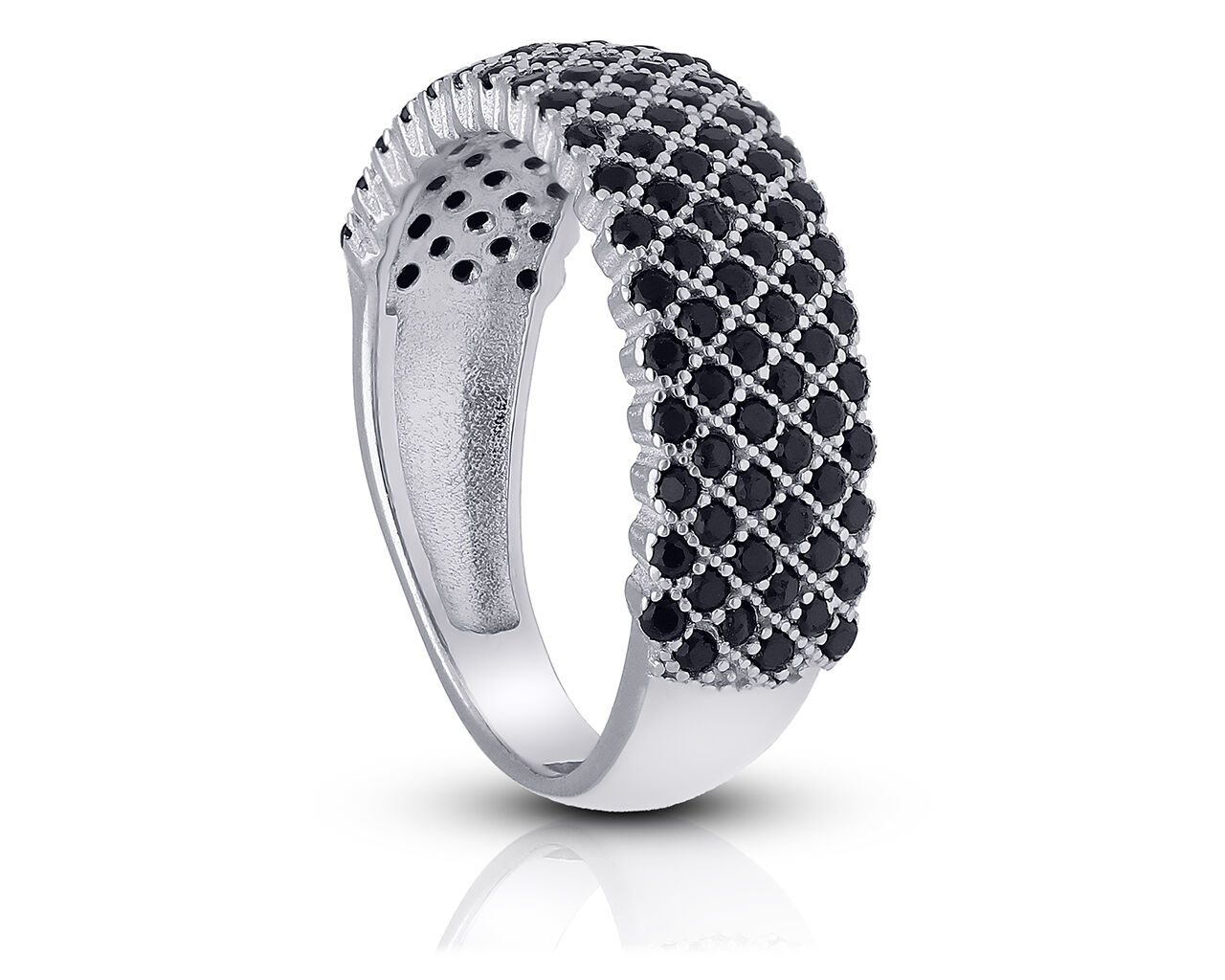 Pierścionek srebrny z czarnymi cyrkoniami