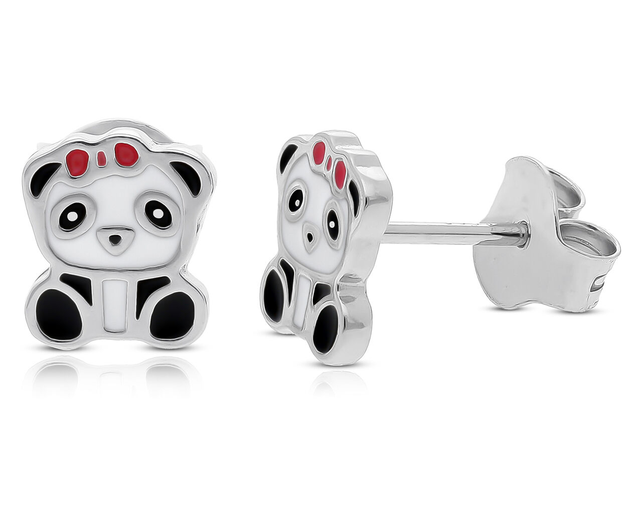 Kolczyki srebrne dla dziecka pandy na sztyfcie
