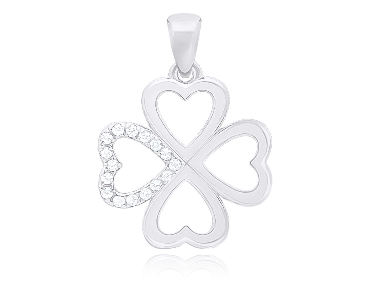 Zawieszka srebrna koniczynka z cyrkoniami