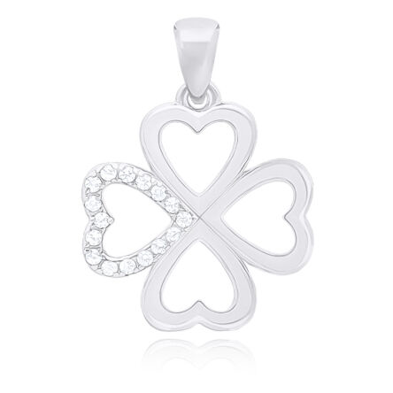 Zawieszka srebrna koniczynka z cyrkoniami