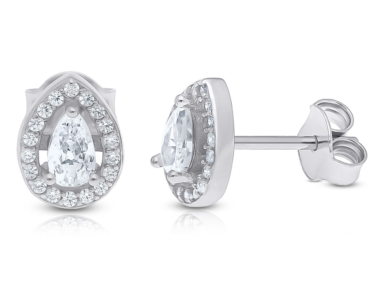 Kolczyki srebrne na sztyfcie z cyrkoniami