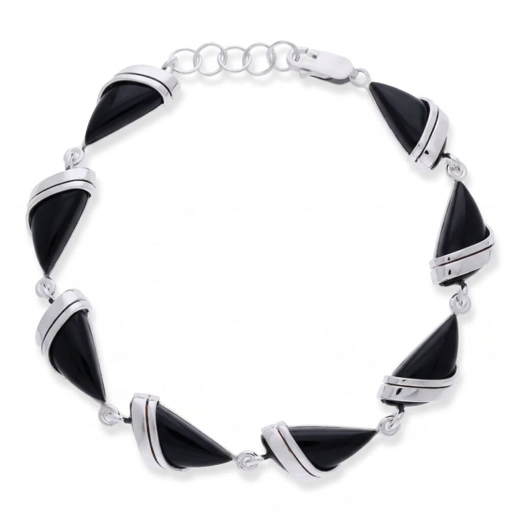 Bransoletka srebrna 925 z czarnym onyksem łezka