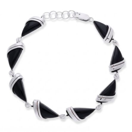 Bransoletka srebrna 925 z czarnym onyksem łezka