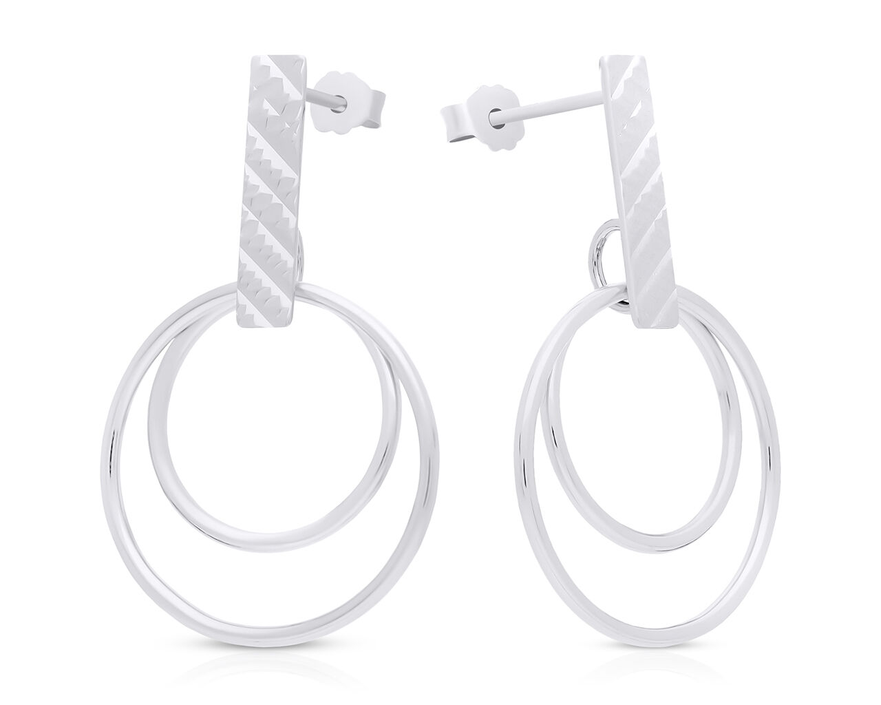 Kolczyki srebrne sztyfty wiszące diamentowane