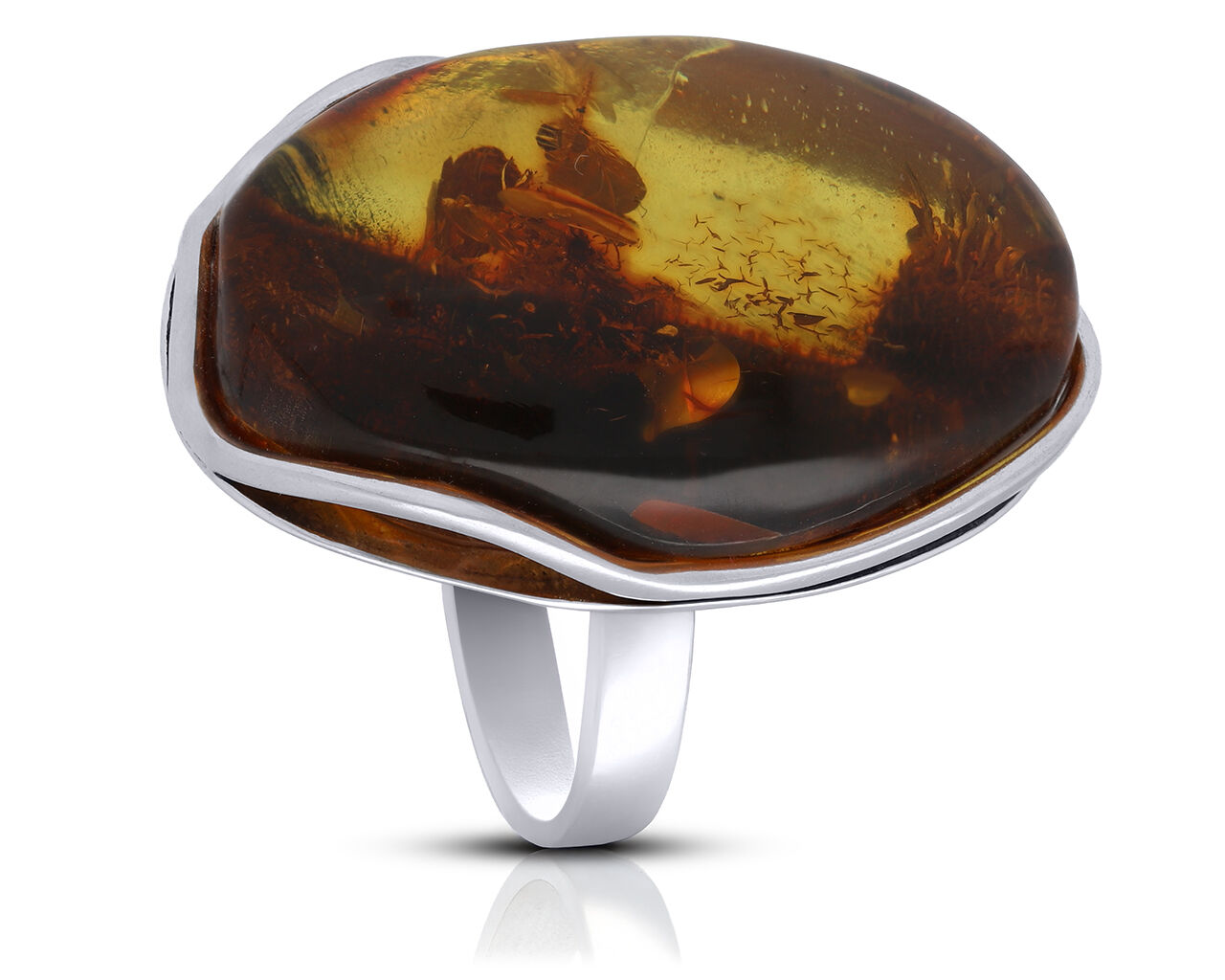 Pierścionek srebrny z bursztynem naturalnym pr.925