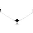 Naszyjnik srebrny z koniczynami czarna emalia - 2