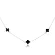 Naszyjnik srebrny z koniczynami czarna emalia - 3
