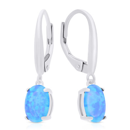 Kolczyki srebrne wiszące z opalem niebieskim