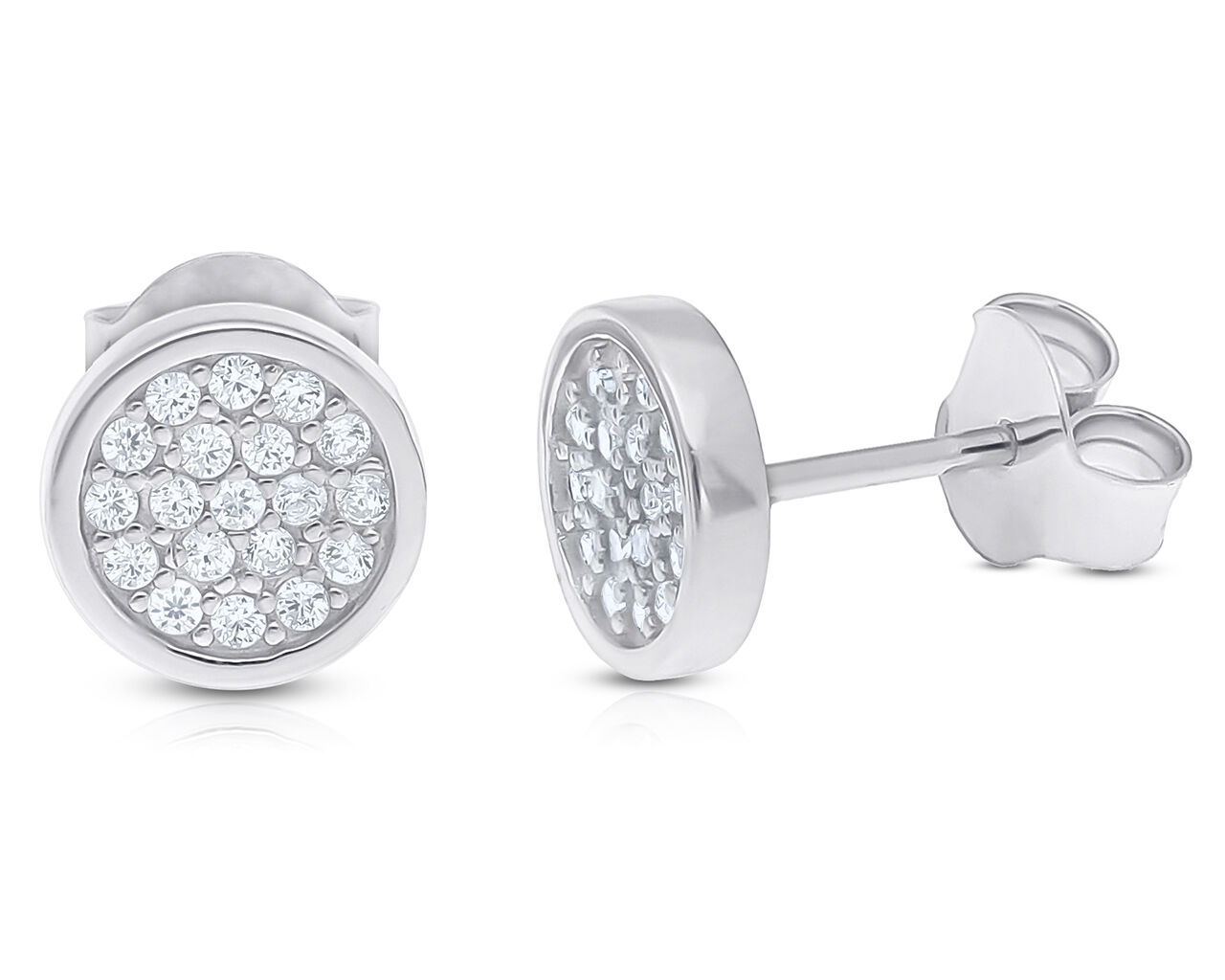 Kolczyki srebrne okrągłe ozdobione cyrkoniami